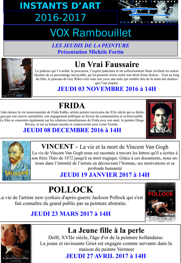 Instants d'art au cinéma Vox à Rambouillet : les Jeudis de la peinture
