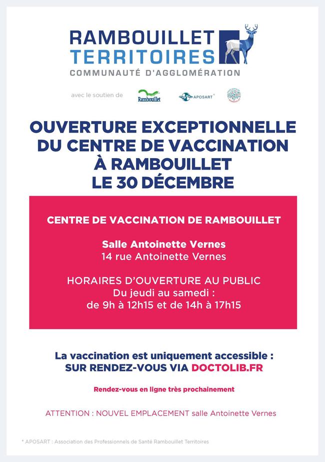COVID-19 : vaccination à Rambouillet : le Centre de Vaccination de Rambouillet est ouvert